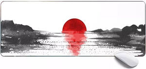 Japanese lake with Red Sun extended gaming desk mouse pad